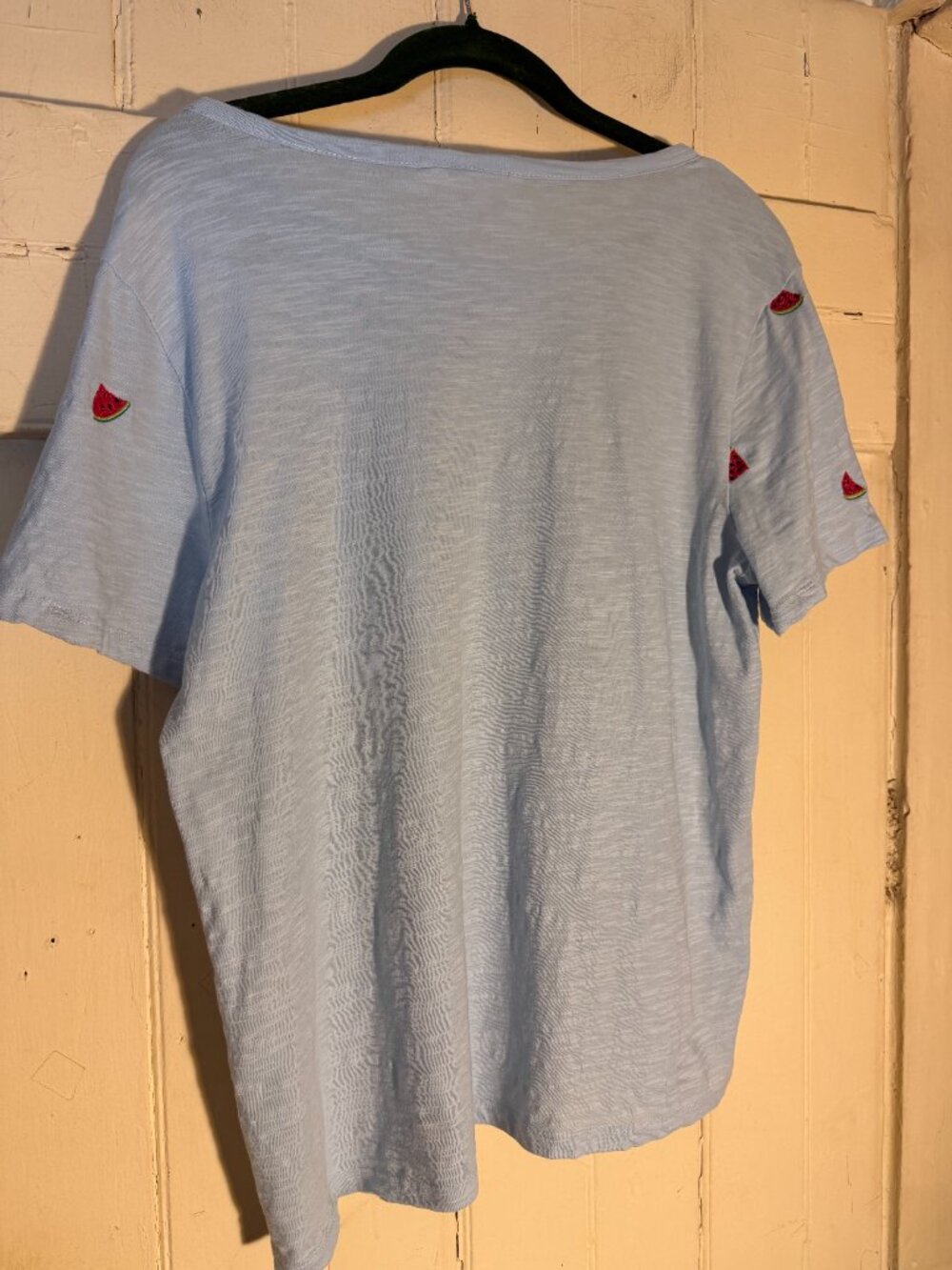 Lucky Brand Light Blue Cotton Watermelon Print Crew Neck SS Tee Sz L - Picture 2 of 7